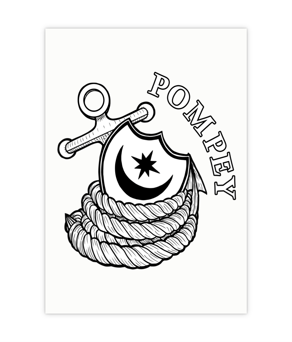 Pompey Anchor Wall Print B&W Unframed